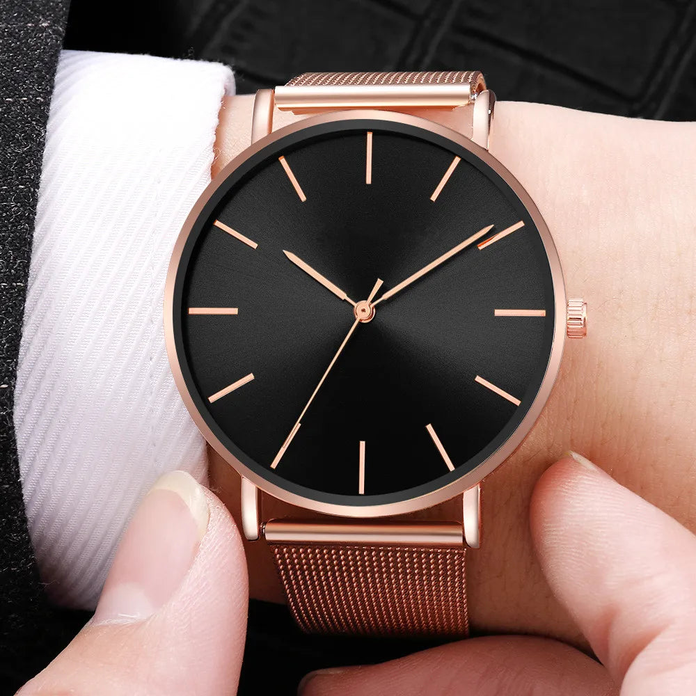 Montre Femme Luxe Or Rose avec Bracelet – Quartz Élégante