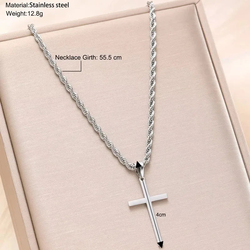 Collier Croix Minimaliste en Acier Inoxydable – Finition Dorée Unisexe