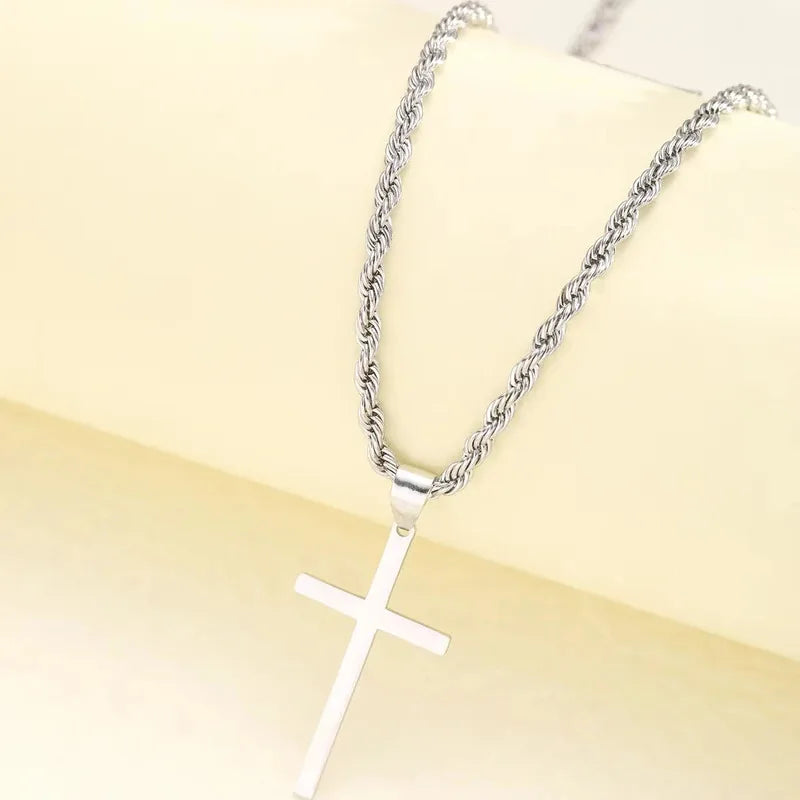 Collier Croix Minimaliste en Acier Inoxydable – Finition Dorée Unisexe