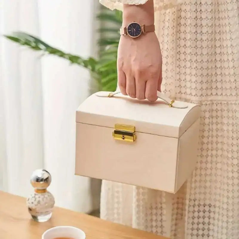 Boîte à Bijoux 3 Tiroirs en Cuir PU – Avec Serrure
