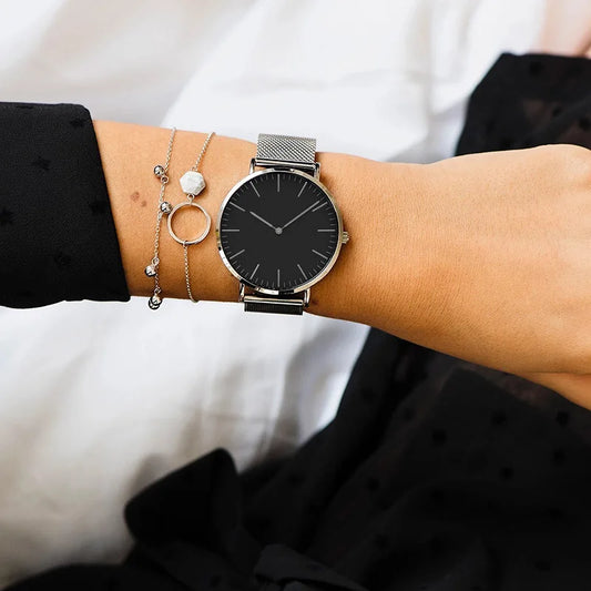 Montre Femme Luxe Or Rose avec Bracelet – Quartz Élégante